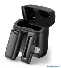 APEXEL ασύρματο μικρόφωνο APL-MIC013 με θήκη φόρτισης, Lightning, 2.4GHz, μαύρο