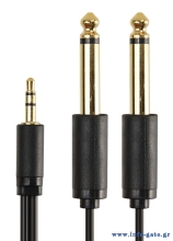 CABLETIME καλώδιο ήχου 3.5mm σε 2x 6.35mm AV310-17G, 1.8m, μαύρο