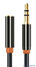 CABLETIME καλώδιο προέκτασης ήχου 3.5mm CT-AV311-P11FG, gold plated, 0.5m, μαύρο
