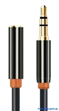 CABLETIME καλώδιο προέκτασης ήχου 3.5mm CT-AV311-P11FG, gold plated, 1.5m, μαύρο
