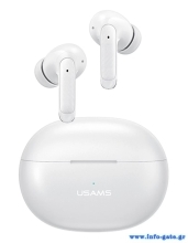 USAMS earphones με θήκη φόρτισης US-XD19, TWS, ENC, Φ13mm, λευκά