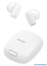 USAMS earphones με θήκη φόρτισης ID25, TWS, Φ13mm, 30/230mAh, λευκά
