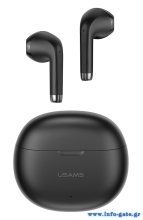 USAMS earphones με θήκη φόρτισης US-YO17, True Wireless, Φ13mm, μαύρα