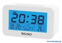 BRUNO ξυπνητήρι BRN-0129 με μέτρηση θερμοκρασίας, °C & °F, λευκό