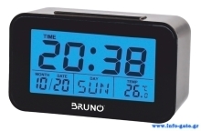 BRUNO ξυπνητήρι BRN-0130 με μέτρηση θερμοκρασίας, °C & °F, μαύρο