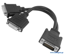 POWERTECH αντάπτορας DMS-59 σε 2x DVI CAB-DMS59DVI, 0.25m, μαύρος