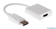 POWERTECH αντάπτορας DisplayPort σε HDMI CAB-DP004, 0.20m, λευκός