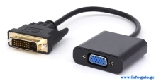 POWERTECH αντάπτορας DVI(M) 24+1 σε VGA(F), 1080p, Active, 0.20, μαύρος