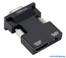 POWERTECH αντάπτορας HDMI σε VGA CAB-H120 με 3.5mm, μαύρος