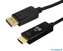 POWERTECH καλώδιο DisplayPort σε HDMI CAB-H186, 4K/60Hz, 21.6 Gbps, 1m, μαύρο