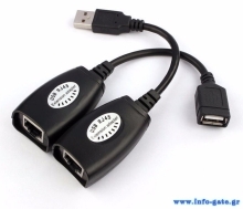 POWERTECH USB extender CAB-N098 μέσω καλωδίου RJ45, μαύρο