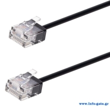 POWERTECH καλώδιο δικτύου CAB-N431, Cat 6A U/UTP, ultra slim, copper, 500MHz, 1m, μαύρο
