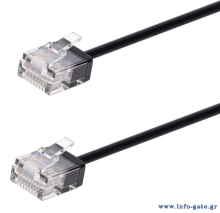 POWERTECH καλώδιο δικτύου CAB-N428, Cat 6A U/UTP, ultra slim, copper, 500MHz, 1.5m, μαύρο