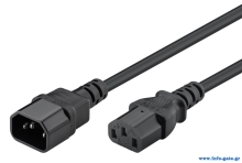 POWERTECH καλώδιο προέκτασης τροφοδοσίας CAB-P039, 3x 0.75mm², CCS, 1m, μαύρο