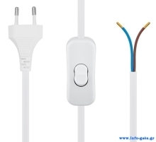 POWERTECH καλώδιο τροφοδοσίας CAB-P041 με διακόπτη, 2x 0.75mm², 1.5m, λευκό