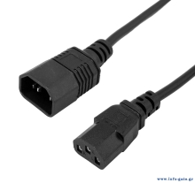 POWERTECH καλώδιο προέκτασης τροφοδοσίας CAB-P053, 3x 0.75mm², copper, 1.5m, μαύρο