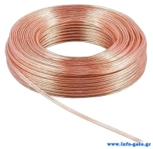 POWERTECH καλώδιο ήχου 2x 0.50mm² CAB-SP017, Copper, 10m, διάφανο