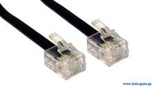 POWERTECH καλώδιο τηλεφώνου RJ11 6P4C CAB-T009, 3m, μαύρο