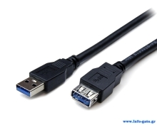 POWERTECH καλώδιο προέκτασης USB CAB-U123, 5Gbps, 1.5m, μαύρο