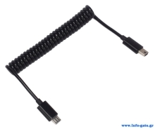 POWERTECH καλώδιο Micro USB σε USB Mini CAB-U124, σπιράλ, 1m, μαύρο