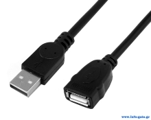 POWERTECH καλώδιο προέκτασης USB CAB-U160, 480Mbps, 1.5m, μαύρο, 10τμχ