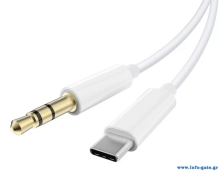 POWERTECH καλώδιο USB-C σε 3.5mm CAB-UC093, 1m, λευκό