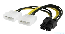 POWERTECH καλώδιο PCIe 8pin σε 2x molex 3pin CAB-W051, 0.15m