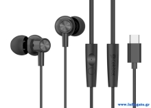 CELEBRAT earphones με μικρόφωνο G38, USB-C σύνδεση, 10mm, 1.2m, μαύρα