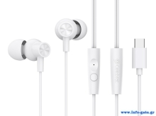 CELEBRAT earphones με μικρόφωνο G38, USB-C σύνδεση, 10mm, 1.2m, λευκά