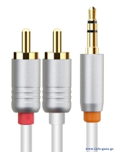 CABLETIME καλώδιο ήχου 3.5mm σε 2x RCA CT-AV314-P12G, 1m, λευκό