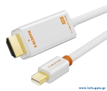 CABLETIME καλώδιο mini DisplayPort σε HDMI CT-AV588-03G, 1080p/60Hz, 1m, λευκό