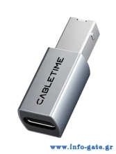CABLETIME αντάπτορας USB-C σε USB Type B CT-CFBM2-AG, 480Mbps, γκρι