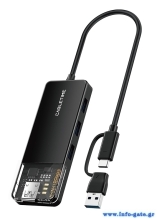 CABLETIME USB hub CT-HUBT5-PB, 4x θυρών, 10Gbps, USB/USB-C σύνδεση, μαύρο