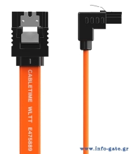 CABLETIME καλώδιο SATA III CT-SATA3R, γωνιακό, 6Gbps, 0.50m, πορτοκαλί