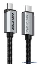 CABLETIME καλώδιο USB-C CT-USB4V2, USB4, 240W, 80Gbps, 8K/60Hz, 1m, μαύρο