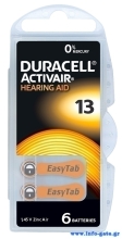 DURACELL μπαταρίες ακουστικών βαρηκοΐας Activair 13, 1.45V, 6τμχ