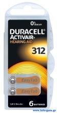 DURACELL μπαταρίες ακουστικών βαρηκοΐας Activair 312, 1.45V, 6τμχ