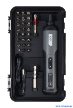 DELI σετ κατσαβίδι μπαταρίας με μύτες DC161, LED φακός, 2000mAh