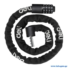 DELI κλειδαριά ποδηλάτου συνδυασμού DL508031, Φ4mm, 1m, μαύρη