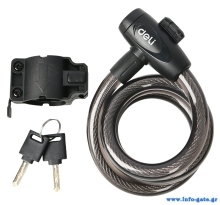 DELI κλειδαριά ποδηλάτου με κλειδί DL508062, Φ12mm, 1m, μαύρη