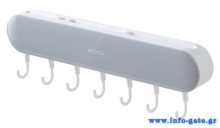 ECOCO κρεμάστρα κουζίνας E2027 με 7 γάντζους, 3.8x6x30cm, γκρι
