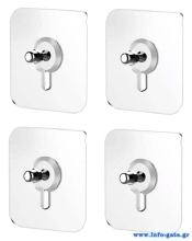 HOME USE αυτοκόλλητες βάσεις HUH-0156, 57x57mm, διάφανο, 4τμχ