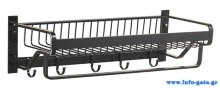 HOME USE κρεμάστρα με ράφι HUH-0164, μεταλλική 57x22x13cm, μαύρη