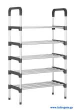HOME USE παπουτσοθήκη HUH-0181, 5 ράφια, 60x30x95cm, μαύρη-ασημί