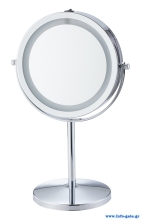 HOME USE επιτραπέζιος καθρέφτης HUH-0185 με LED φως, 1x/5x zoom, ασημί