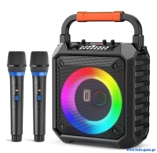JYX φορητό ηχείο T17-T με 2x μικρόφωνα, 15W, 3000mah, LED, μαύρο