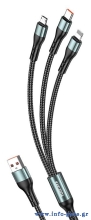 KAKUSIGA καλώδιο USB σε USB-C/Lightning/Micro USB KSC-1026, 5A, 480Mbps, 1.2m, μαύρο