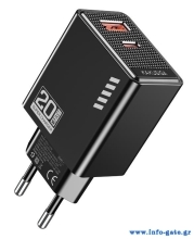 KAKUSIGA φορτιστής τοίχου KSC-1239, USB & USB-C, 20W, μαύρος