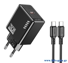 KAKUSIGA φορτιστής τοίχου KSC-1242 με καλώδιο USB-C, USB-C, 30W, μαύρος