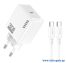 KAKUSIGA φορτιστής τοίχου KSC-1242 με καλώδιο USB-C, USB-C, 30W, λευκός